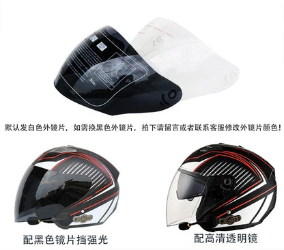 HOT DOT Approved Open Face 3/4 Motorcycle Helmet with Build-In Bluetooth Headset Earphone and Detachable Liner for honda
