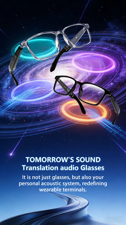 AI Translation Smart Wireless Glasses feature open-back earbuds, a premium feel, and support real-time translation of ov