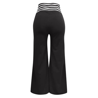 Women Wide Leg Flared Pants New Y2k Casual Crisscross Sheer Mesh Patch High Waist Trousers Elegant Streetwear Work Pants
