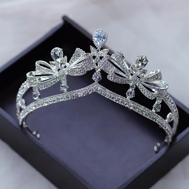 KMVEXO Baroque Luxury Crystal Bridal Tiaras Cubic Zircon Crown Rhinestone Pageant Diadem Headpieces Wedding Hair Accessories