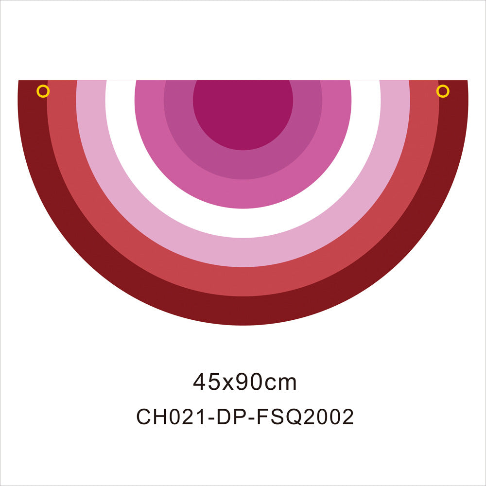 45*90cm Rainbow Flag Fan Shaped Gay  Semicircle LGBT Pride Lesbian Bisexual Transgender Pansexual Asexual Banner