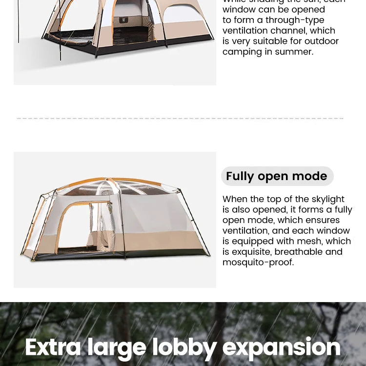 Sonuto Tent outdoor camping overnight two-bedroom portable thickened field awning camping equipment family gathering