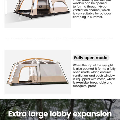 Sonuto Tent outdoor camping overnight two-bedroom portable thickened field awning camping equipment family gathering