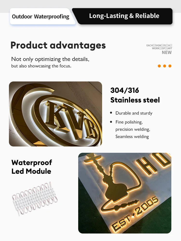 Led Business Signs Outdoor Store Front Signs Custom Restaurant Logo Led Sign 3D Light Board Design for Shop