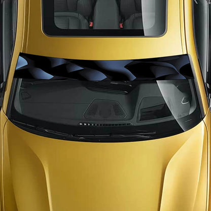 1 eye-catching blue-and-black three-dimensional pleated techno-style decorative strip graphic car front windshield sticker