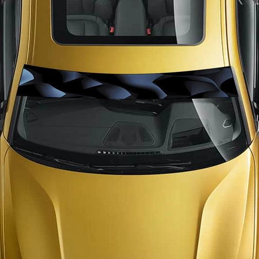 1 eye-catching blue-and-black three-dimensional pleated techno-style decorative strip graphic car front windshield sticker