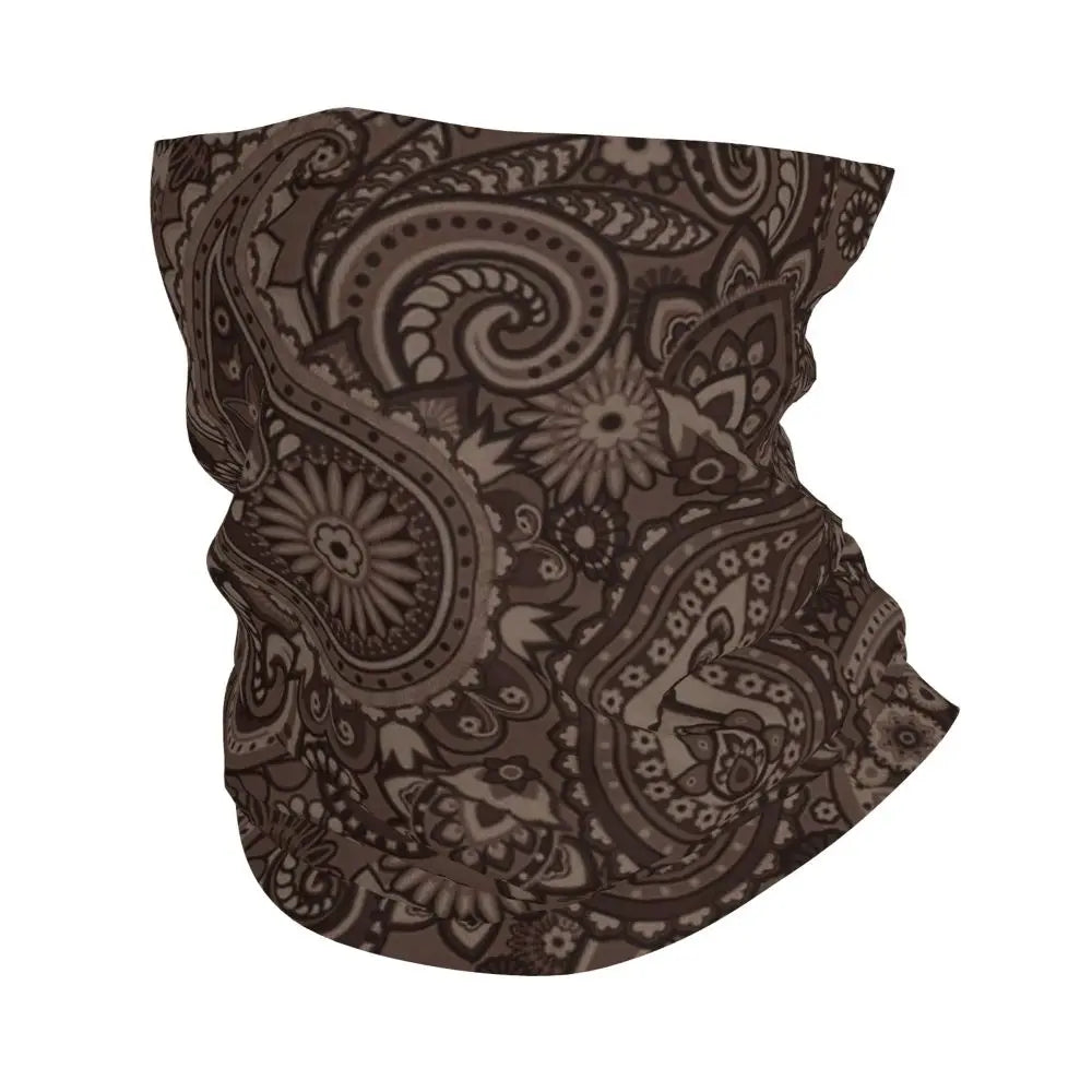 Custom Black Bandana Pattern Bandana Neck Gaiter for Hiking Cycling Women Men Wrap Scarf Paisley Style Headband Warmer