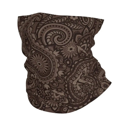 Custom Black Bandana Pattern Bandana Neck Gaiter for Hiking Cycling Women Men Wrap Scarf Paisley Style Headband Warmer