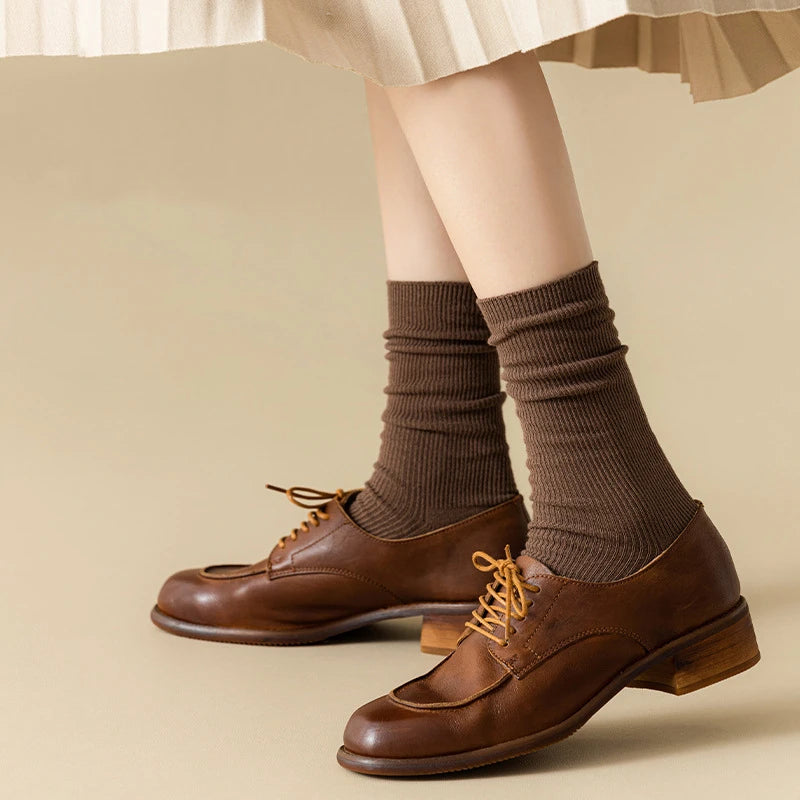 Women's Socks New Autumn Casual Simple Solid Color Winter Warm Socks For Women Korean Style Middle Tube Girls Pile Socks