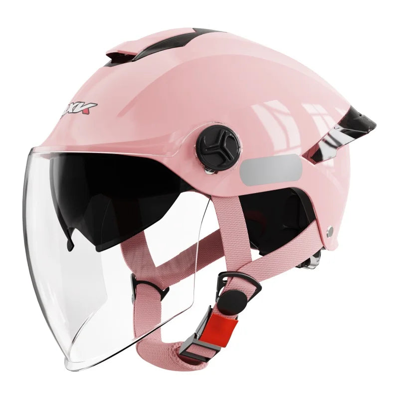 Summer impact protection safety open face motorbike helmet motorcycle short lens ordinary tail wing black