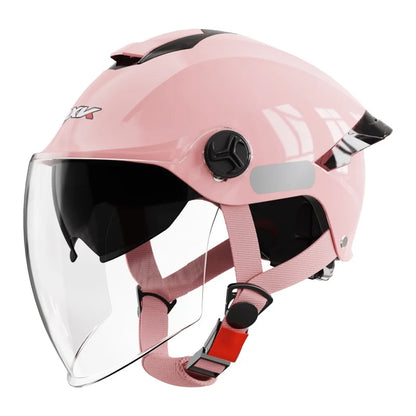 Summer impact protection safety open face motorbike helmet motorcycle short lens ordinary tail wing black