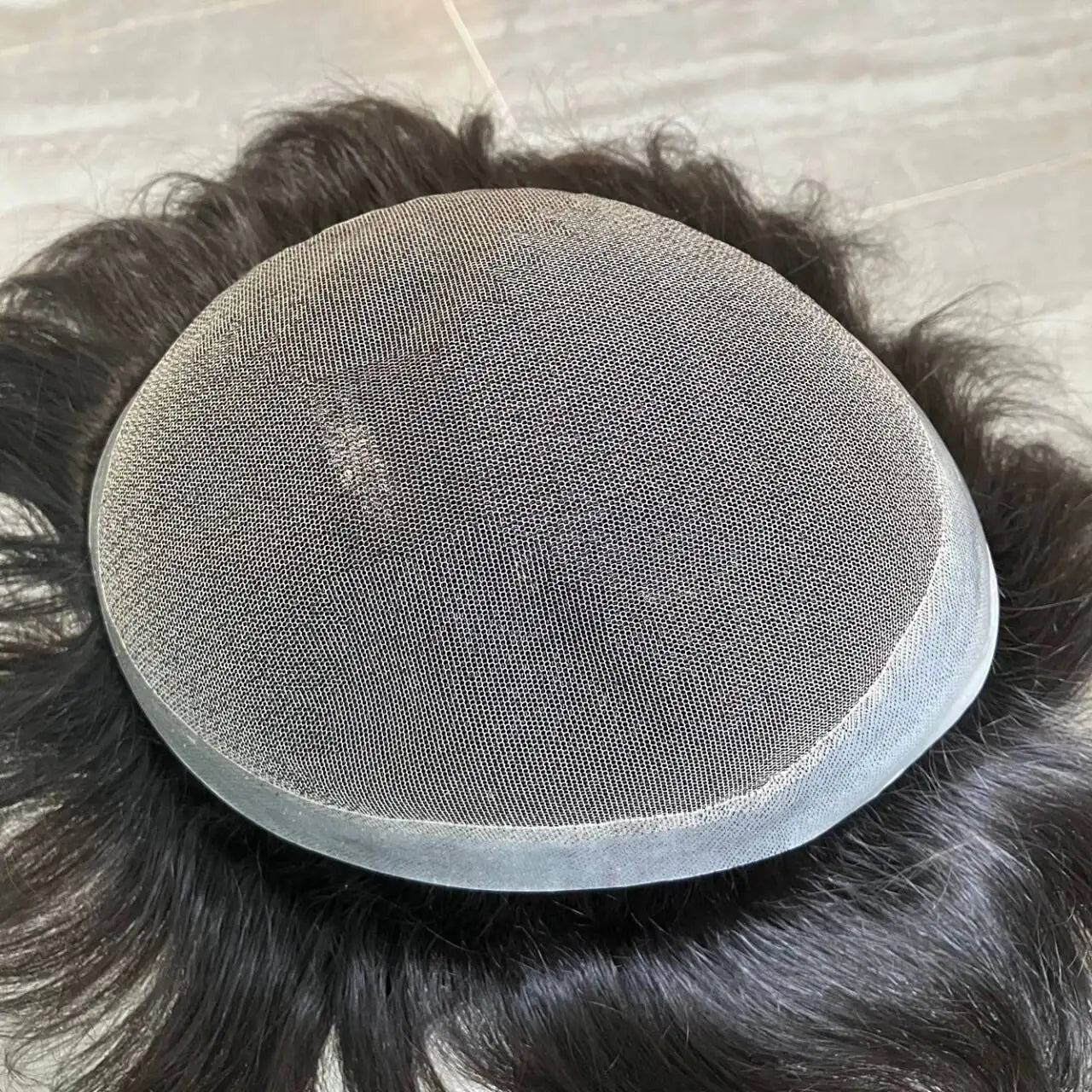 Invisible Lace&PU Australia Base 6mm Afro Kinky Curly African American Men's Toupee Jet Black Durable 100% Human Hair System