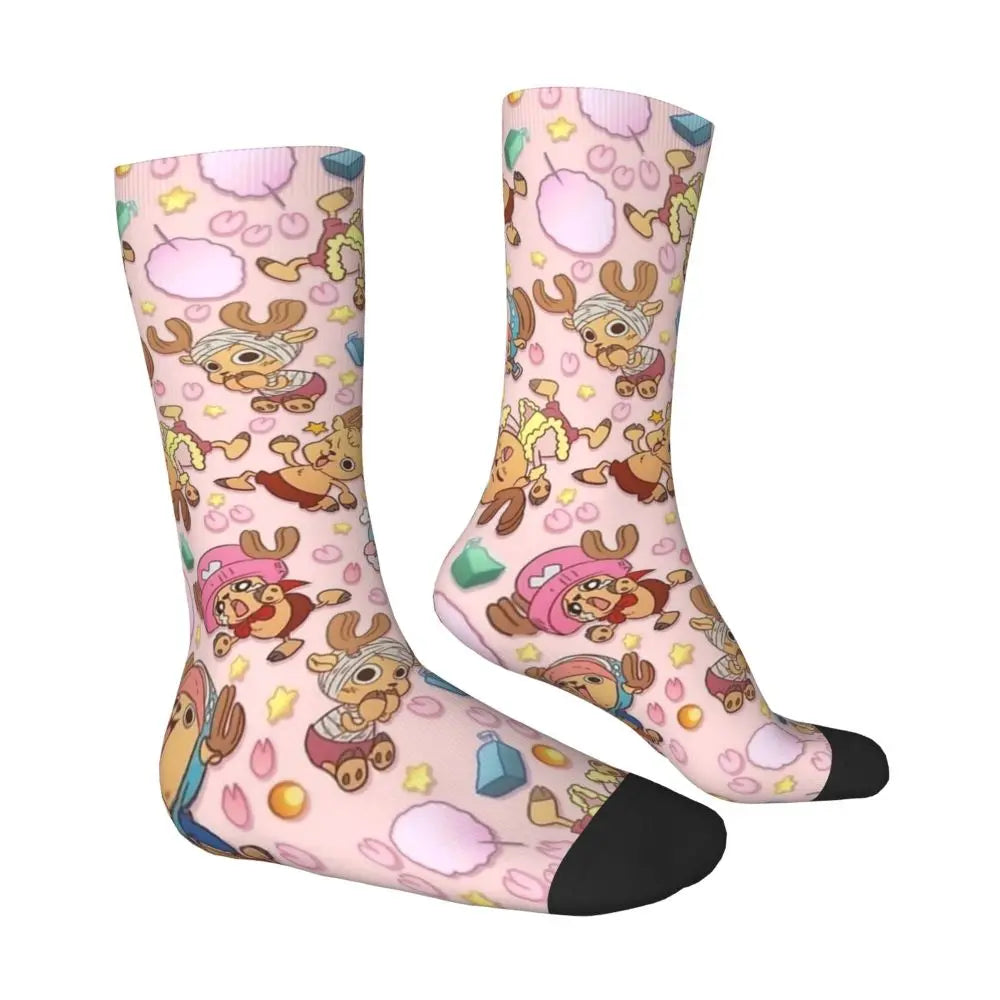 Fashion Men's Socks Harajuku Tony Tony Choppers Sock Luffys Zoros Trafalgar Law Anime Women's Socks Spring Summer Autumn Winter