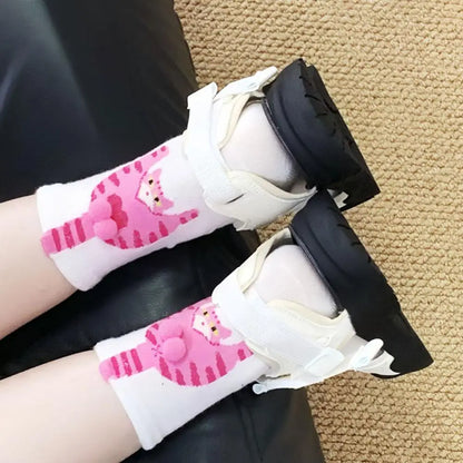 Cartoon Cat Egg Socks Soft Breathable Cute Mid Tube Cotton Socks 3D Cat Egg Balls Unique Design Trendy Funny
