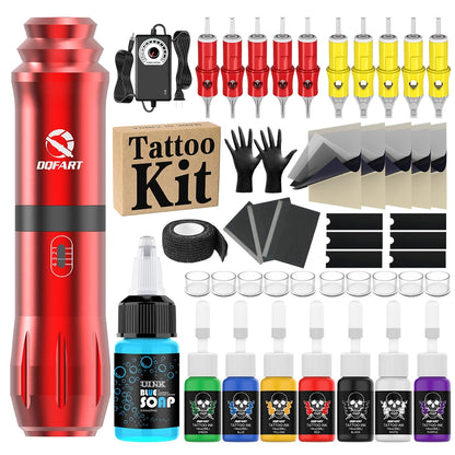 Tattoo Kit Tattoo Machine 1000Rmp With Tattoo Needle Tattoo Ink Permanent Makeup Tattoo Set Supplies Tattoo Accessories