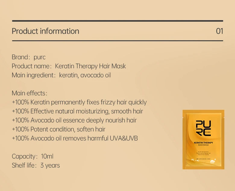 PURC Argan Oil Hair Mask Repair Damaged Frizz Masks Nourishing Smoothing Magic Hair Treatment Conditioner Hair Care