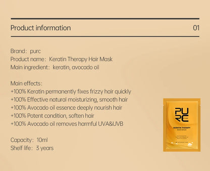 PURC Argan Oil Hair Mask Repair Damaged Frizz Masks Nourishing Smoothing Magic Hair Treatment Conditioner Hair Care