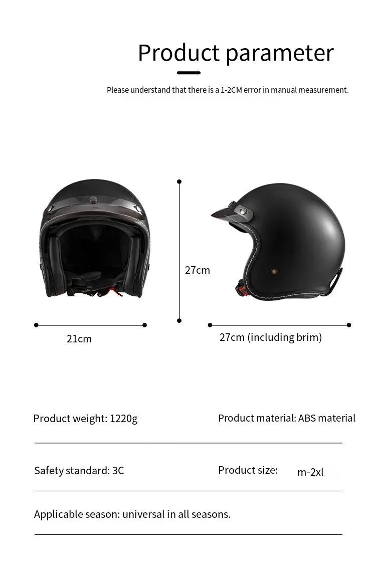 Cruise retro motorcycle semi-helmet motorcycle three-quarters helmet summer four-season breathable electric vehicle helmet safet