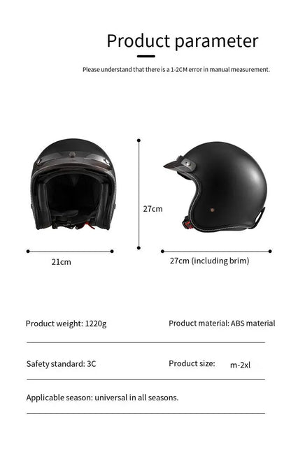 Cruise retro motorcycle semi-helmet motorcycle three-quarters helmet summer four-season breathable electric vehicle helmet safet