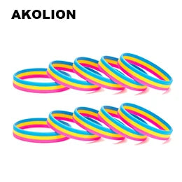 LGBT Pride Rainbow Pansexual Asexual Genderqueer Bisexual Wristband Jewelry Silicone Bracelet SLP-0000