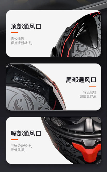 ORZ Personalised Motorcycle Full Face Helmet Men Women Fashion Dual Lens Helmets Motocross Racing Modular Flip Up Casco Moto