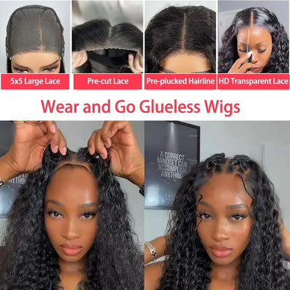13x6 HD Lace Loose Deep Wave Frontal Wigs 42 Inch Deep Curly Lace Front Human Hair Wigs Preplucked Glueless Wig Human Hair