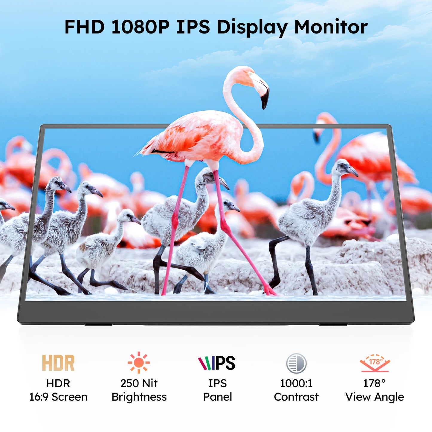 15.6" Portable Monitor with Foldable Magnetic Stand & Case FHD 1080P IPS Screen Extender for Laptop Mac Phone Xbox Work Travel