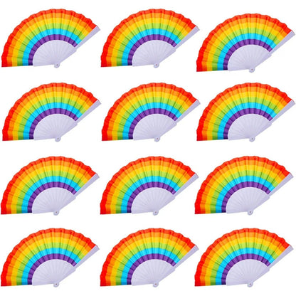 6/12/20/60pcs Vivid Rainbow Portable Folding Fans for LGBT Pride Party Music Fest Dance Wedding Favors for Guests