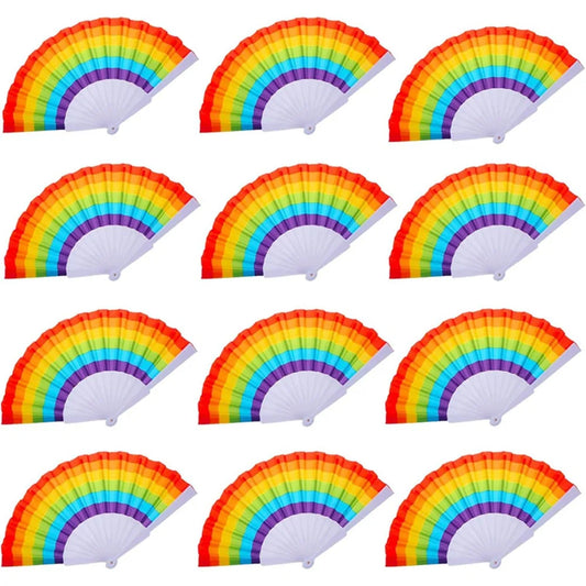 6/12/20/60pcs Vivid Rainbow Portable Folding Fans for LGBT Pride Party Music Fest Dance Wedding Favors for Guests