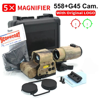 Hot Sale 558 Holographic Collimator Red Dot Sight G43/G33 3X G45 5X Magnifier Airsoft Hunting Gear W/20mm Rail Mounts & QD Lever
