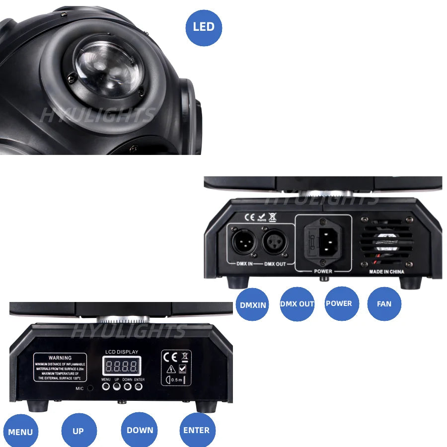 2pcs LED Moving Head Football Light 8x15W RGBW 4in1 With Halo RGB 360 ° Infinite Rotation Beam Strobe Dj Bar DMX512 Stage Effect