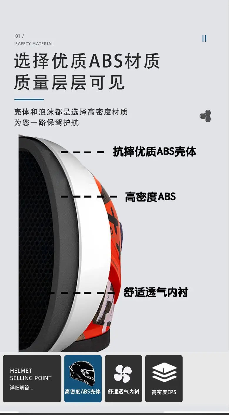 Motorcycle Helmet Anti-fog Dual Lenses Large Tail Full Face Helmets Men Women Motorbike Racing Helmets Casque Moto Casco