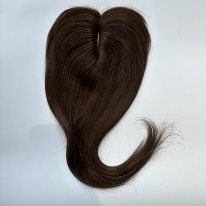 Lace Front Topper For Women Human Hair With Pre-Cut Bangs & Middle Part | 10x12cm 12inch Easy To Wear Wig