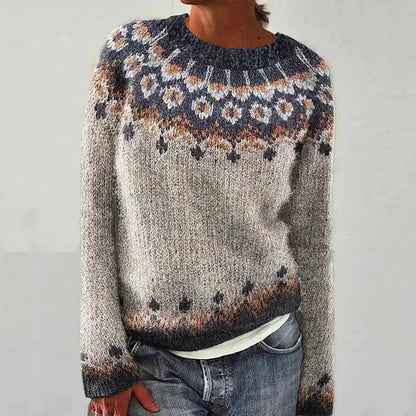 2025 Spring Knitted Women Sweater Print O-neck Long Sleeve Casual Loose Sweaters Female Winter Elegant Trendy Ladies Clothes