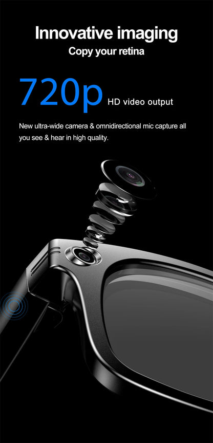 LIGE AI Camera Glasses Wireless Smart Sunglasses with Camera Bluetooth Call Music Glasses Video Sound Recording Antiblue Glasees