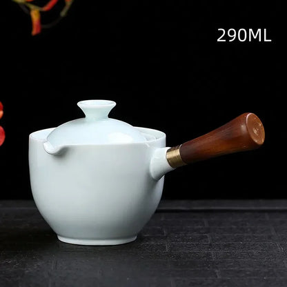 New Style Ceramic Glass Teapot Chinese Gongfu Tea Pot 360 Rotation Tea Maker  Automatic Single Pot   Teapot For Tea