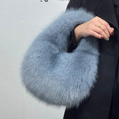 Winter Shoulder Bags Casual Furry for Women Solid Color Soft Plush Ladies Clutch Purse Handbags Lightweight Female Hobos Bag