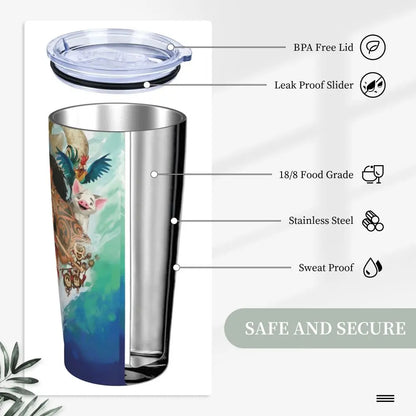 Moana and Pua Cartoon Movie Insulated Tumbler with Straws Stainless Steel Coffee Mugs Double Wall Car Bottle Cups 20oz
