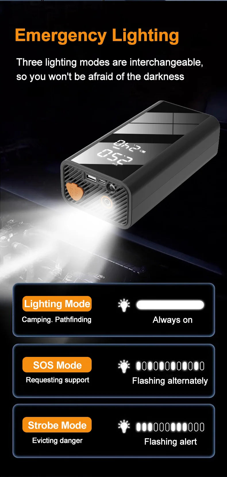 Car Jump Starter With Air Compressor LCD Screen  Portable Booster Charger 1200A Powerful Car Battery Starting Device Car Starter