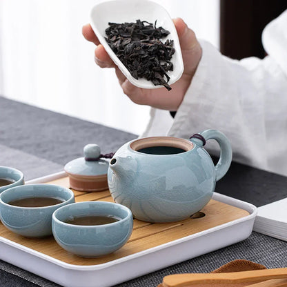 Ge Yao Ceramic Teapot teacup manual Chinese ice crack split teapot can raise Xishi tea pots household Kung Fu tea pot