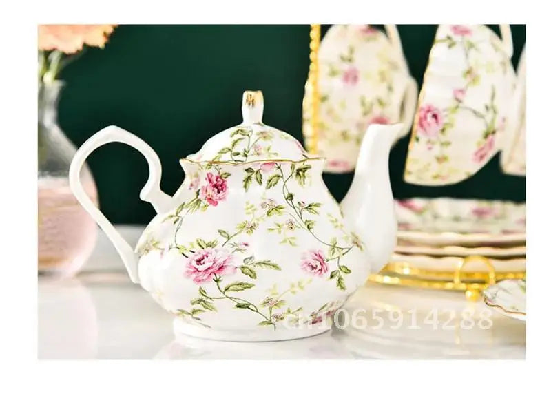 400ML European Bone Coffee Teapot English Afternoon Tea Set Kettle Pot Resistant High-Grade Porcelain Heat China Teapot Pot