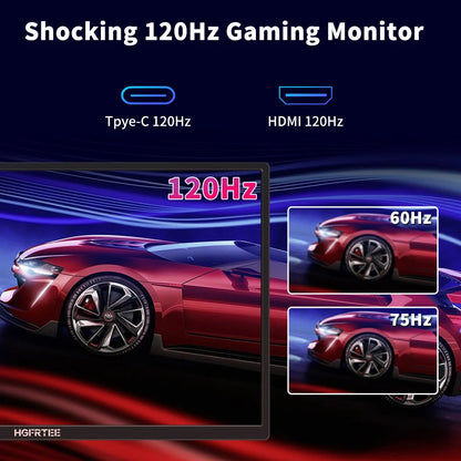 HGFRTEE 18.5inch Portable Monitor 120Hz RGB100% With VESA Hole & Back bracket Laptop Extended Display ADS-IPS HDR Screen