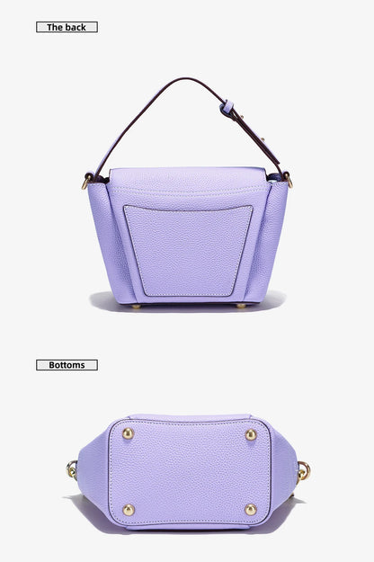 Zency Luxury Genuine Leather Tote Bag For Women Elegant High End Bag Shoulder Crossbody Handbag Top Handle Bags Noble Purple Bag