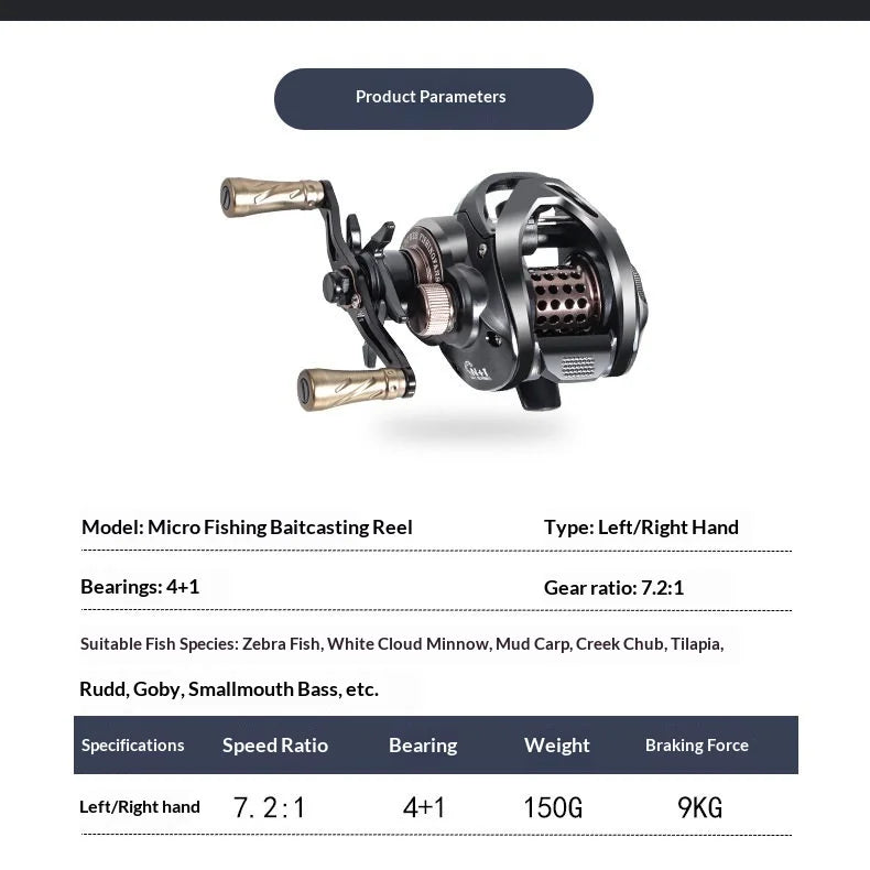 Power Fishingfans Baitcasting Fishing Reel Anti Backlash Long Casting Deep Water No Gear Sense Bait Finesse Lure Raft Angling
