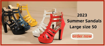 Peep Toe Summer Sandals Women Shoes 2025 Elegant Large Size Black Red High Heels 13cm Mules Sling Sexy Wedding Party Shoes Lady