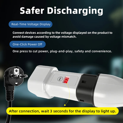 EVqiaoyi Type2 to Schuko Socket EV Adapter Type2 to 220V Converter Male Discharging Plug for IEC 62196-2 Charging Stations