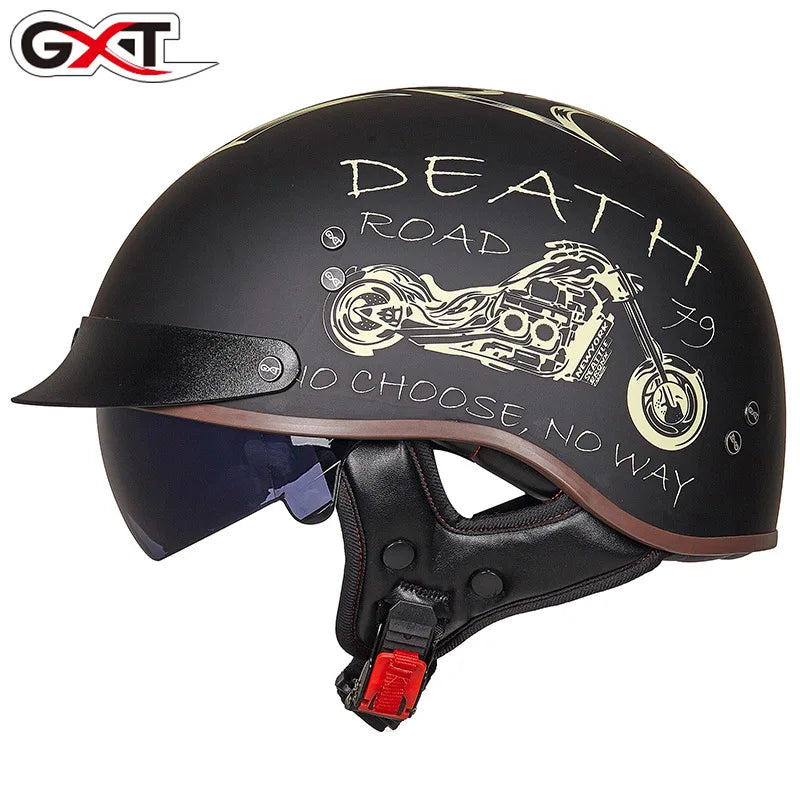 Retro Half Helmet Motorcycle Cruiser Helmet German Style Vintage Casco Moto Open Face Chopper Biker Pilot DOT Capacetes Para