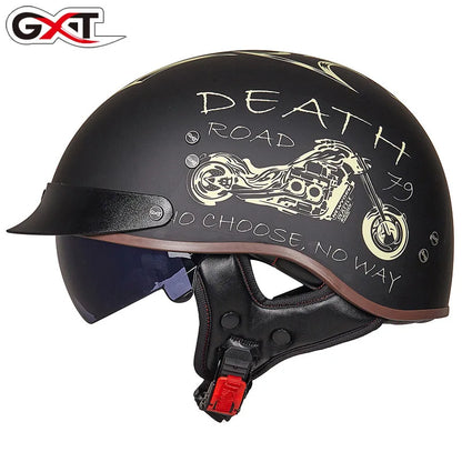 Retro Half Helmet Motorcycle Cruiser Helmet German Style Vintage Casco Moto Open Face Chopper Biker Pilot DOT Capacetes Para
