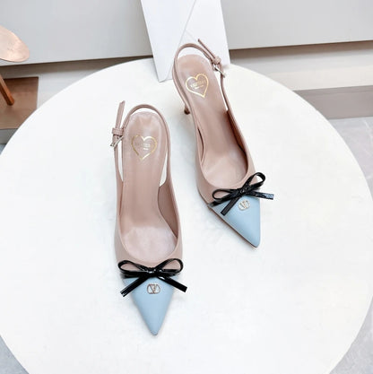 Heels Sandals Gladiator Summer Luxury Brand 2026 Bow Women High Heels Pointed Toe Designer Elegant Slingbacks Party Ladies Shoes