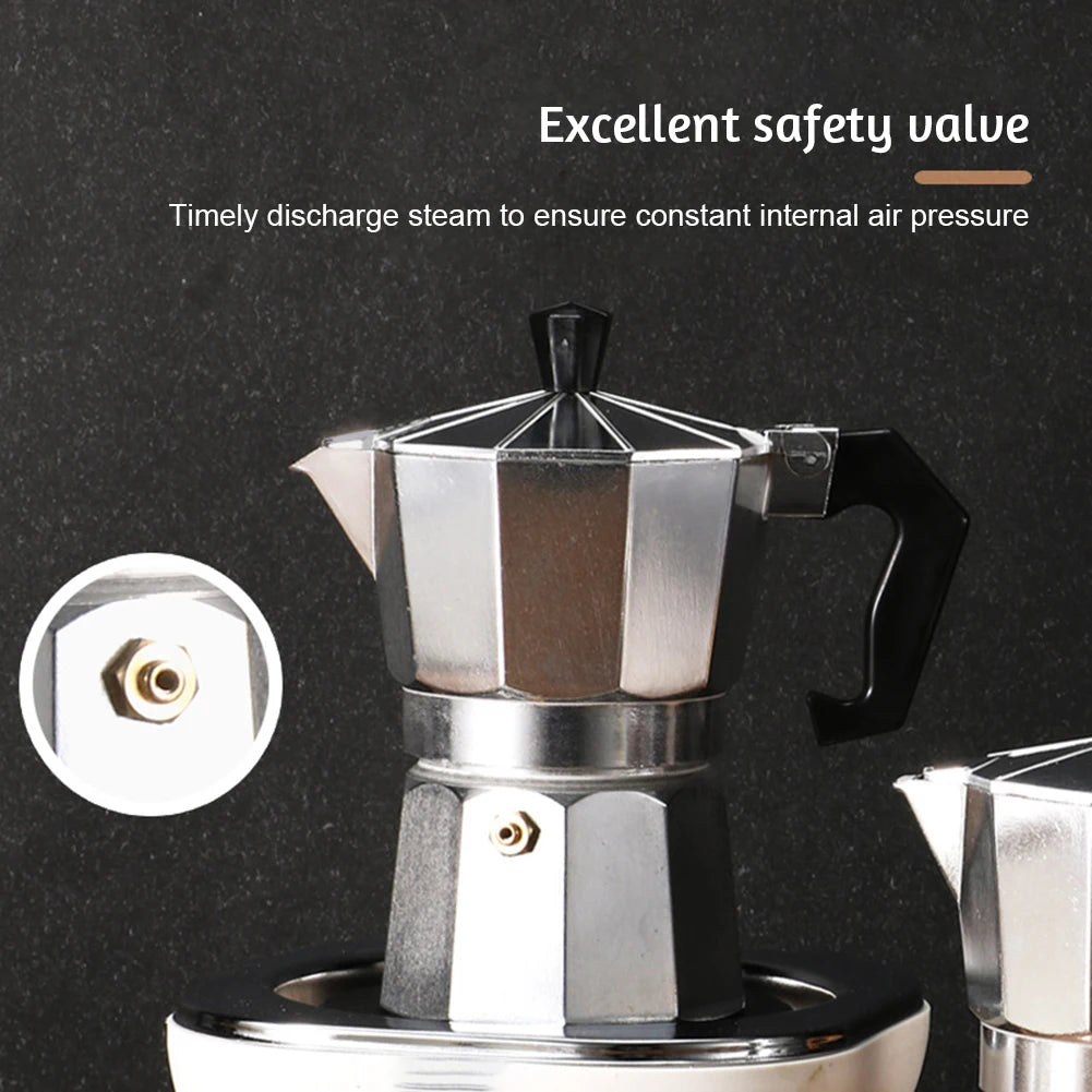Octagonal Moka Pot Aluminum/Stainless Steel Stovetop Espressos Maker Multi-Purpose Coffee Pots for Outdoor Home Kitchen Office